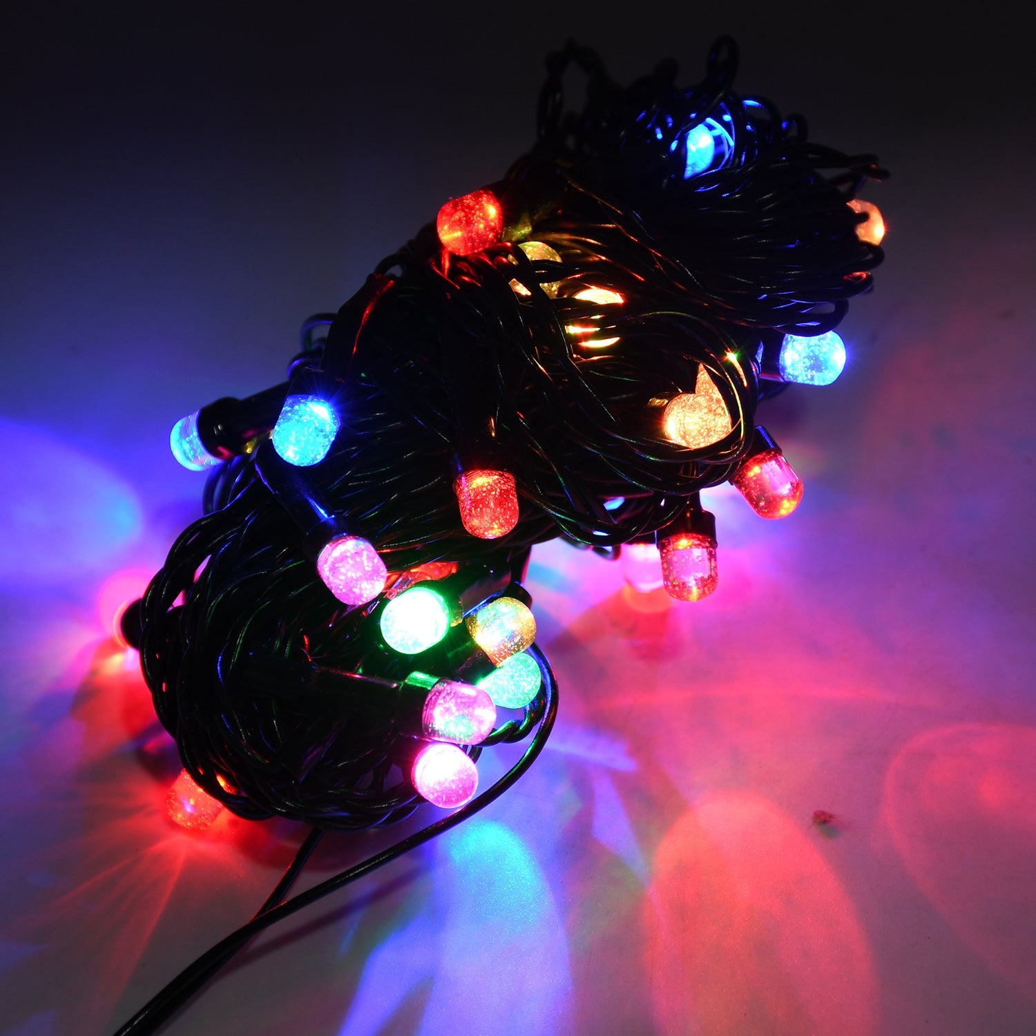 Multi-color LED string lights, perfect for Diwali and Christmas. Multi-color LED string lights, perfect for Diwali and Christmas.